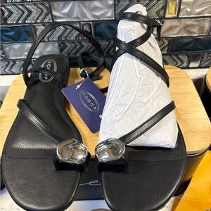 Elegant Black Sandals with Silver Accents